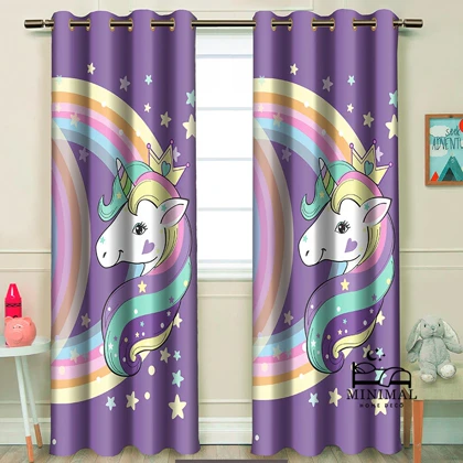 پرده کودک طرح اسب تک شاخ مدل W4641