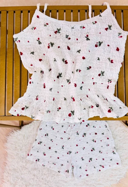 تاپ و شورتک پارچه وارداتی زنانه طرحدار