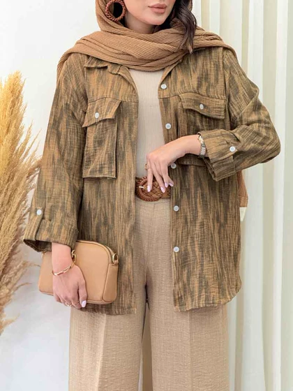 مانتو آستین پاگن دو جیب پاکتی