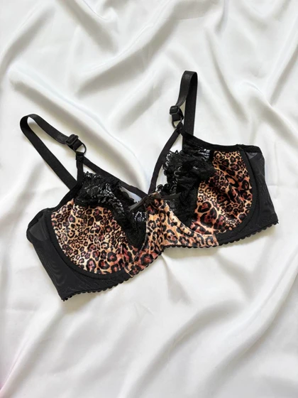 سوتین مخمل پلنگی هارنس دار