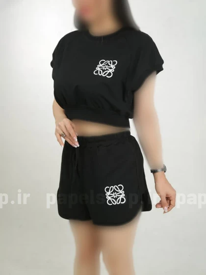 ست لباس راحتی تیشرت آستین حلقه و شورتک نخ پنبه