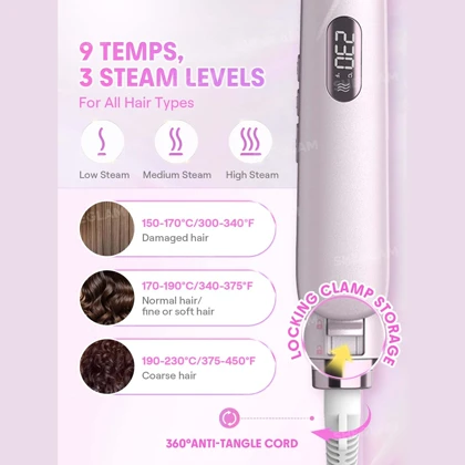اتو مو بخاردار شیگلم SHEGLAM اصل مدل Hydra Shot Steam Iron Pro برقی