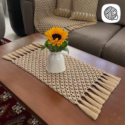 رانر مکرومه بافی رنگ روشن ابعاد 35*65