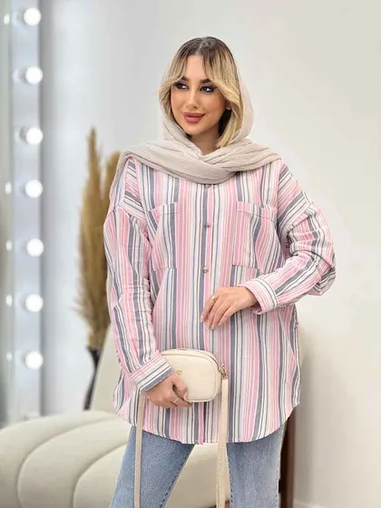 شومیز راه راه دو جیب