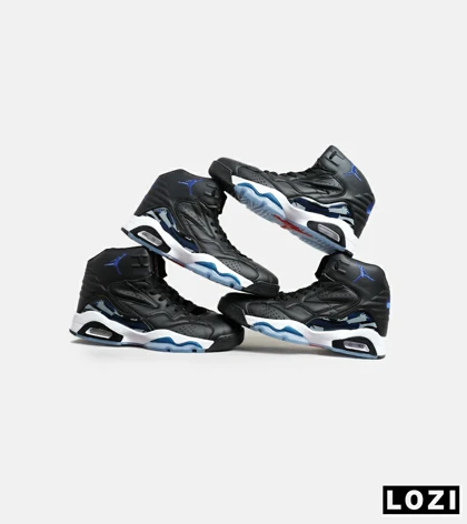 کفش کتانی ساق‌دار مردانه مشکی آبی Nike air jordan 6