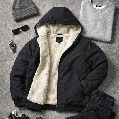 کاپشن مردانه مشکی داخل تمام خز مدل adidas-مشکی