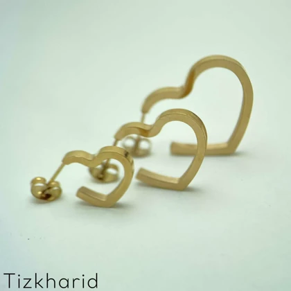 گوشواره طرح قلبی سه تایی استیل