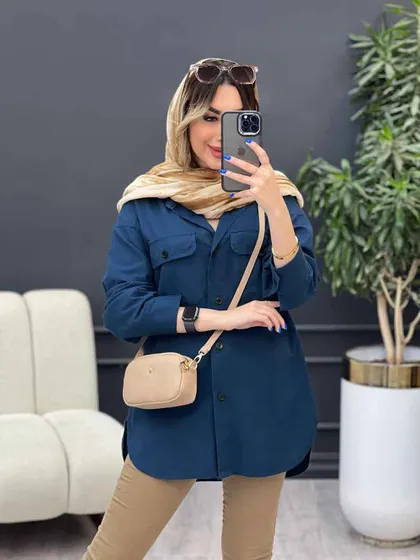 مانتو لینن سر جیب دکمه وینا