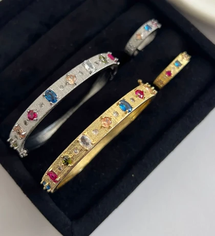 دستبند و انگشتر مولتی کالر طلایی