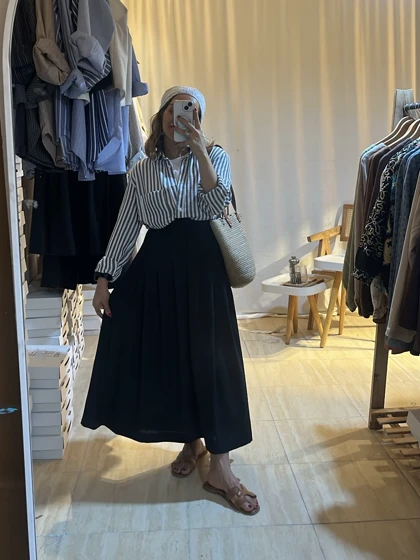 دامن لینن بلند تابستانه خنک و سبک - مدل ماریا کد 087