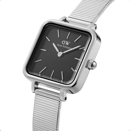 ساعت دنیل ولینگتون مربعی زنانه سیلور صفحه مشکی Daniel Wellington Silver