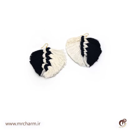 ست صندل و کیف دست بافت سفید سرمه ای mrc2416-01