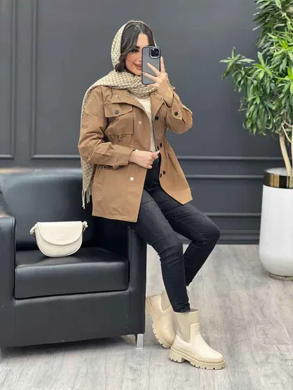 بارانی ده دکمه کمر کش