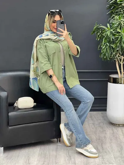 مانتو سرشانه پاگن دو جیب
