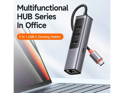 هاب تایپ‌سی با 5 پورت مک‌دودو MCDODO USB-C USB3.0x3+PD100WxRJ45 HU-111