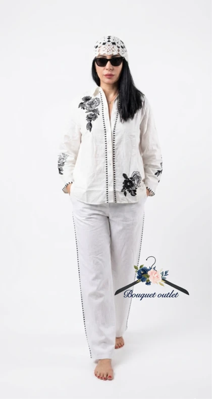 شومیز سفید گلدوزی ZARA