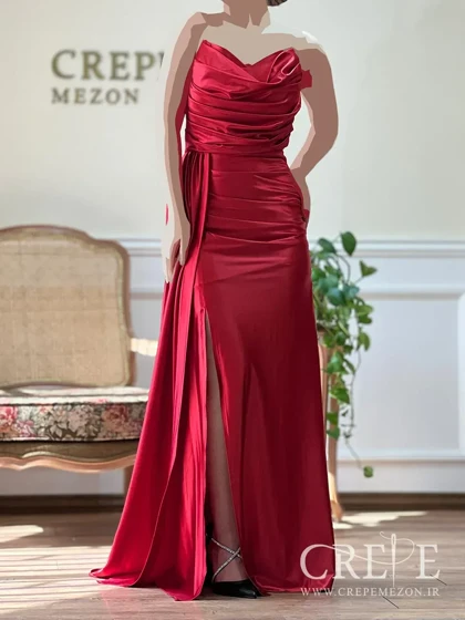 ماکسی ساتن شنل دار جلو پیله