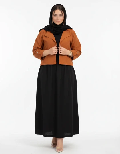 ست کت و سارافون لینن وارداتی یقه انگلیسی 7336