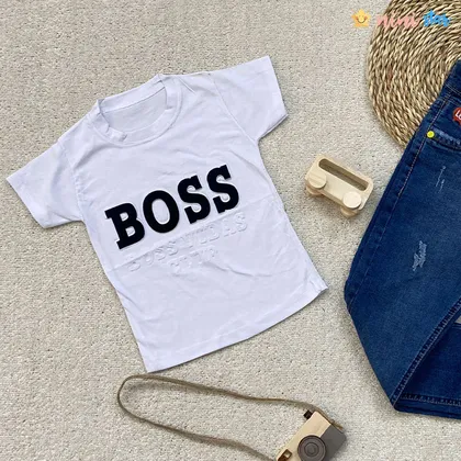 تیشرت پسرانه سفید 1 سال تا 10 سال مدل BOSS