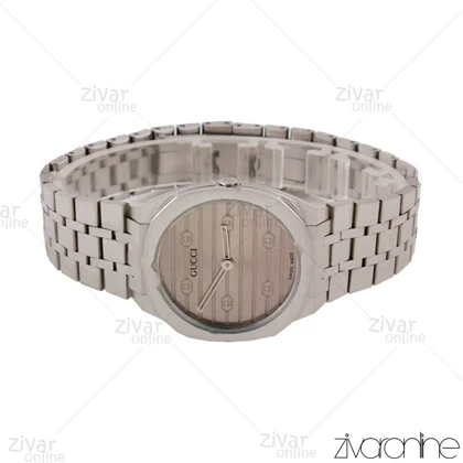 ساعت گوچی زنانه نقره ای صفحه طوسی 105739