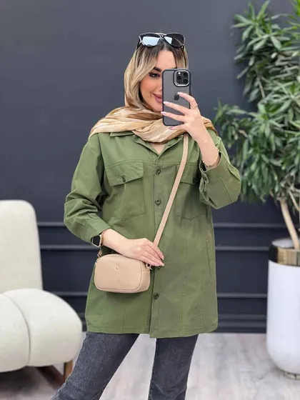 مانتو لینن چهار جیب برش‌دار
