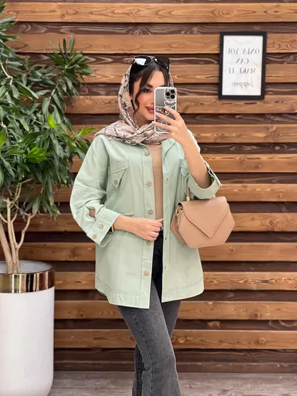 مانتو شومیزی سر جیب مثلثی