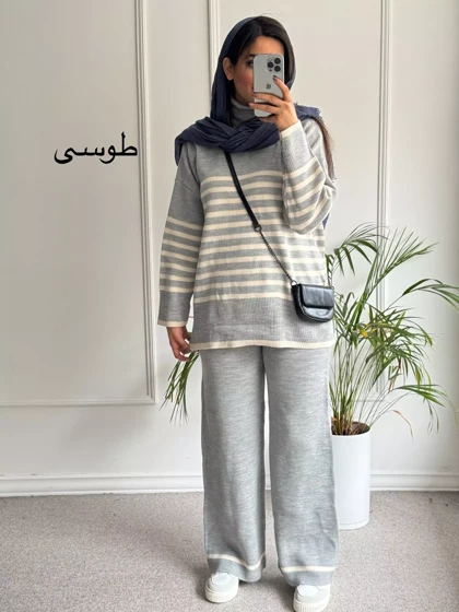 ست مانتو شلوار بافت نیکی