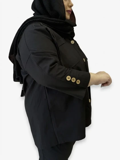 شومیز لینن استین سه دکمه سایز بزرگ زنانه