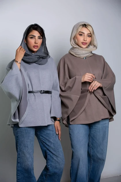 پانچو زنانه کمربند دار لامر