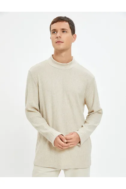 ژاکت بافتنی ظریف یقه بلند آستین بلند بافت نرم 4WAM70187MK