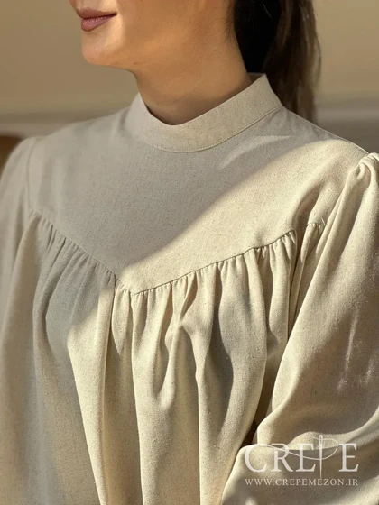 شومیز لینن آستین مچی یقه سه سانت