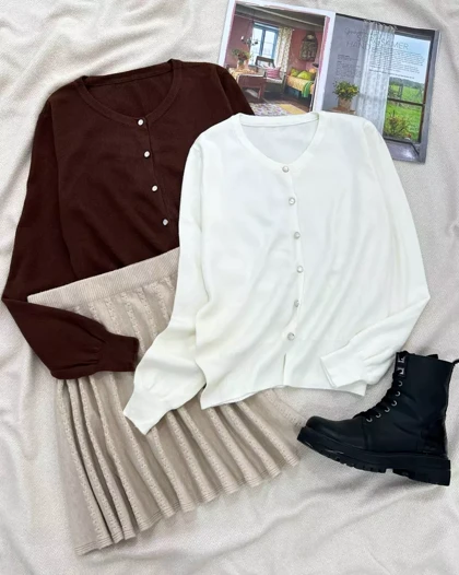 کاردیگان بافت جلو دکمه 4 رنگ کد 5521