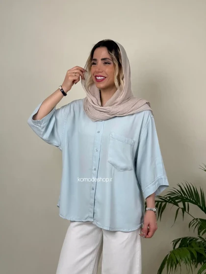 شومیز سیلک باکسی زنانه میله‌ای