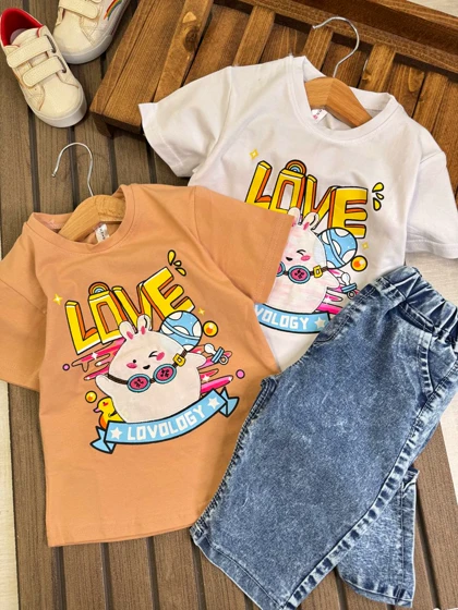 تیشرت شلوارک LOVE رنگی