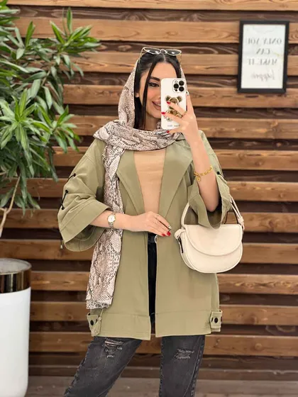 مانتو لینن آستین بنددار