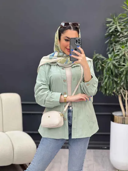 مانتو برش‌دار دو جیب روژین
