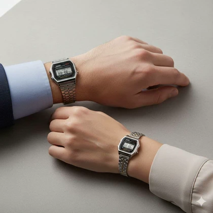 ست ساعت دیجیتال کاسیو وینتیج (Casio Digital Watch) – قاب دو رنگ و بند استیل