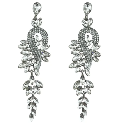 گوشواره آویز مجلسی زنانه مدل الاریس طرح جواهری نگین‌دار