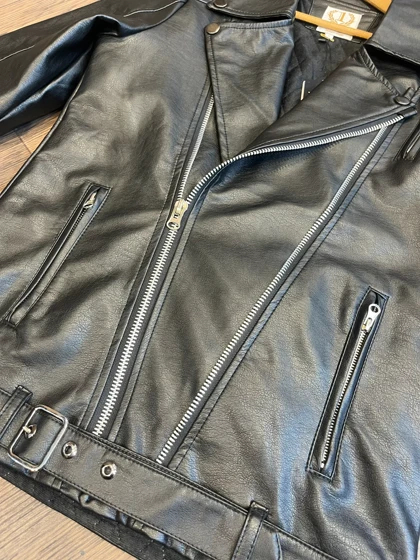 کاپشن چرم پلیسی بنددار