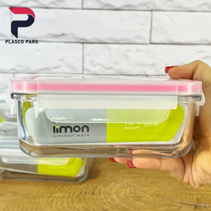 ظرف شیشه ای مربع 950 لیمون