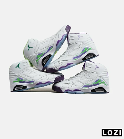 کفش کتانی ساق‌دار مردانه سفید سبز بنفش Nike air jordan 6