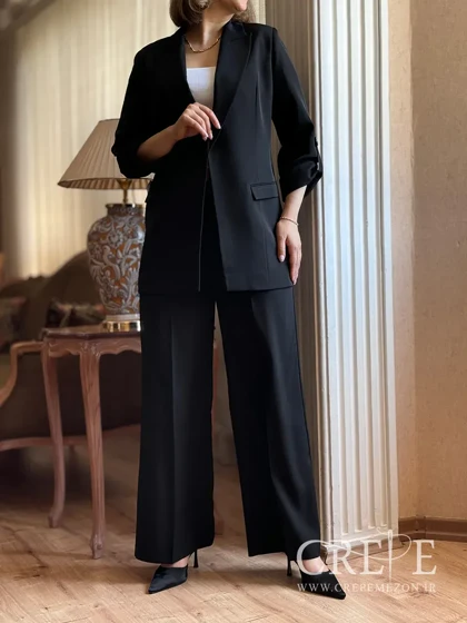 ست کت و شلوار آستین بنددار