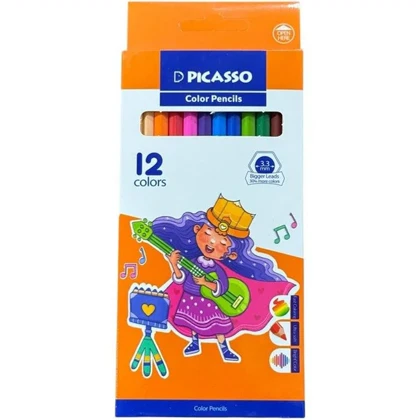 مداد رنگی 12 رنگ پیکاسو Picasso مدل GOL-12-C جعبه مقوایی