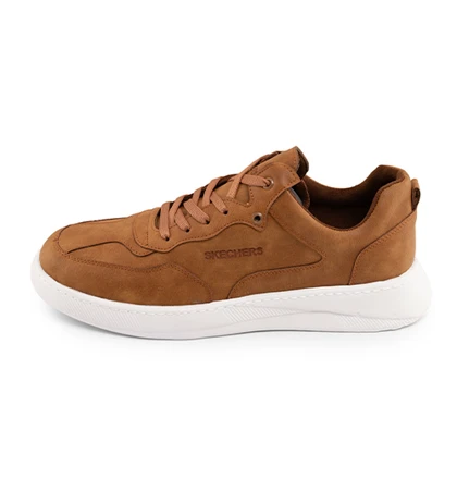 کفش روزمره مردانه Skechers چرم مصنوعی بند دار عسلی
