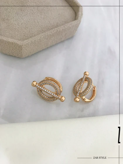 گوشواره قفل تی نگین‌دار