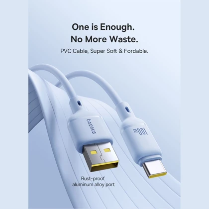 کابل سوپر فست شارژ یواس‌بی به تایپ‌سی 100 وات یک متری بیسوس P10377703113-00