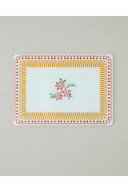 تخته برش شیشه‌ای English Home مدل Red Flowers - قرمز-نارنجی