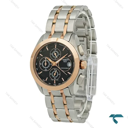 ساعت تیسوت 1853 زنانه دورنگ رزگلد صفحه مشکی Tissot-8266-L