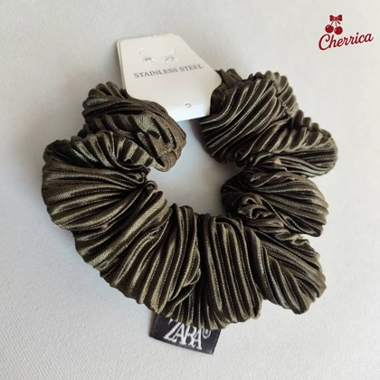 کش اسکرانچی ساتن پلیسه سبز لجنی کد 19