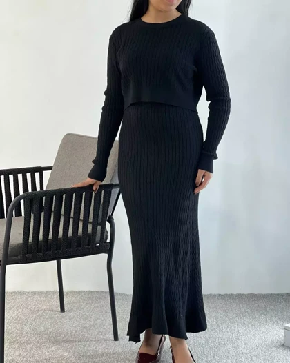 ست پلیور و دامن بافت کد 5374